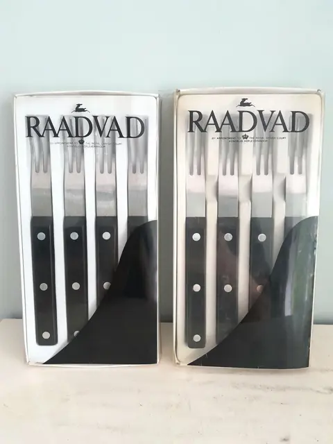 set van 8 vintage Raadvad steak vorken - Tulip - Denemarken