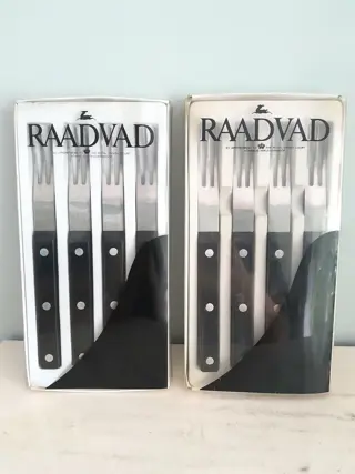 set van 8 vintage Raadvad steak vorken - Tulip - Denemarken