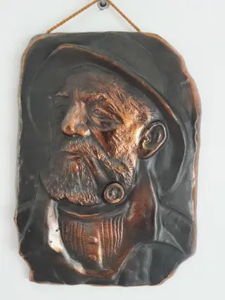 Vintage wandplaquette zeeman - man met pijp - Lero - wandbord
