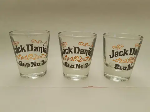 3 Vintage Jack Daniels Old No. 7 shot glasses