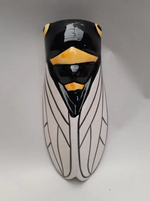 Vintage French Majolica Cicada Wall Pocket Vase