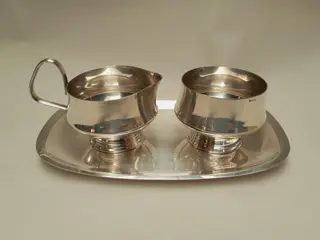 Vintage verzilverd roomstel Van Nelle - melk en suiker - 90
