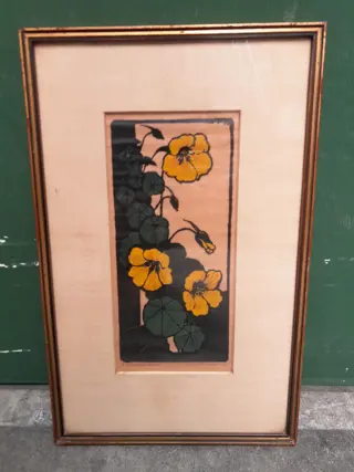 Arie Zonneveld houtsnede bloemen - Oost-Indische kers