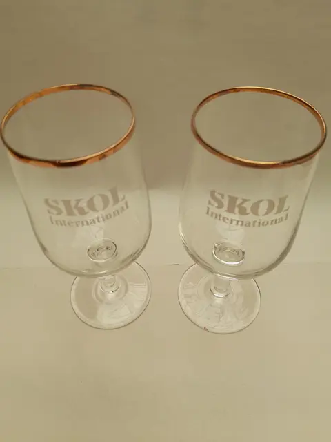 Vintage Skol International bierglas - set van 2 - bier glas