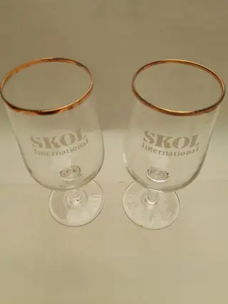 Vintage Skol International bierglas - set van 2 - bier glas