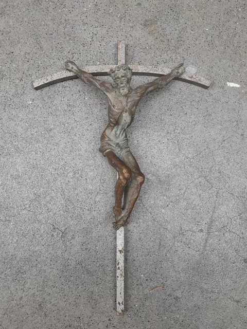 Antiek bronzen kruisbeeld - corpus - crucifix