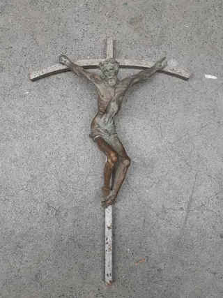 Antiek bronzen kruisbeeld - corpus - crucifix