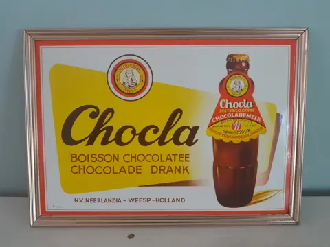 Reclamebord Chocla chocolade drank Neerlandia - karton - Van Houten