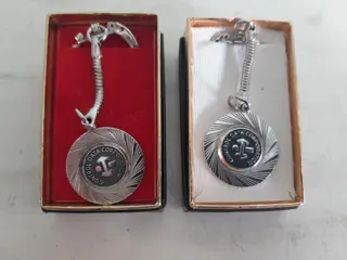 Vintage Control Data Corporation keychain - set of 2