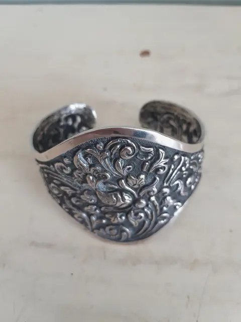 antieke Javaanse Yogya 800 zilveren  armband - handgemaakte en versierde Aziatische art-deco-stijl bloemenornamenten