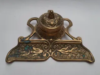 art nouveau messing inktpot inktstel  Frankrijk
