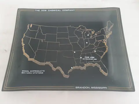 The Dow Chemical Company vintage glass tray - Brandon Mississippi