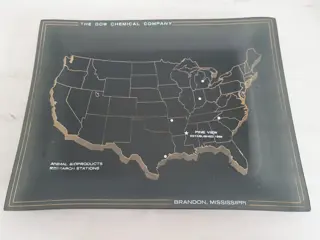 The Dow Chemical Company vintage glass tray - Brandon Mississippi