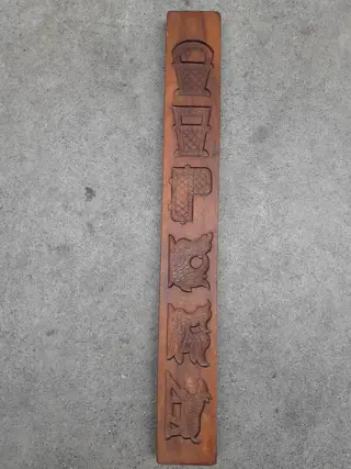 Antieke speculaasplank - koekplank dieren en kinderwagen