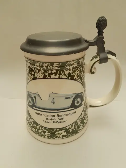 vintage Villeroy Boch Stein Tankard - Auto Union Rennwagen 1936 -   Nurburgring 1984