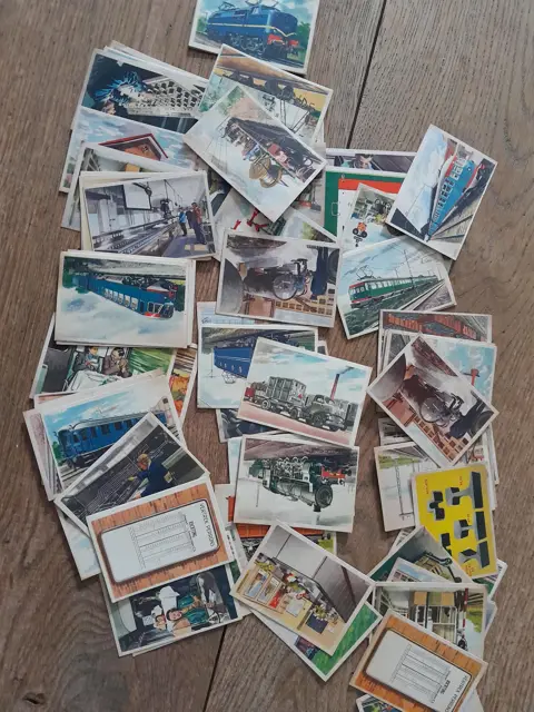 70 vintage spoorwegen plaatjes - Nederlands - jaren 50 - crafting