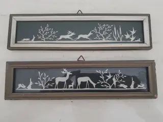 vintage papier knip kunst - herten en vogels - set van 2