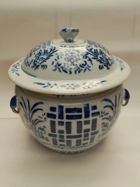 grote antieke gemberpot - China - pot met deksel - blauw wit aardewerk