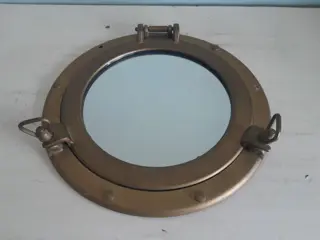 vintage patrijspoort spiegel messing