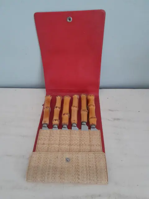 vintage El. Herder messenset - Bamboe - Solingen - fruitmes