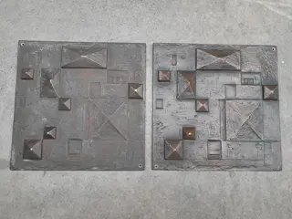Vintage Mid Century bronzed Aluminium Brutalist Wall Panel - 1970s - set of 2