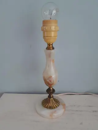 vintage marmer met messing lampvoet - 70s