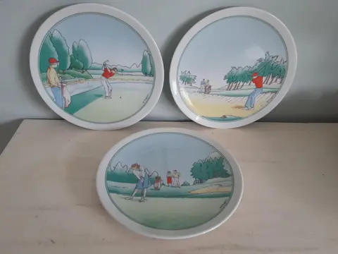 vintage bord golf decoratie - Apilco - golf cadeau - Frankrijk - set van 3