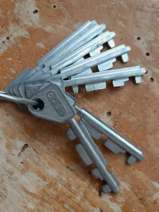 vintage bicycle lock keys - set of 7 different keys