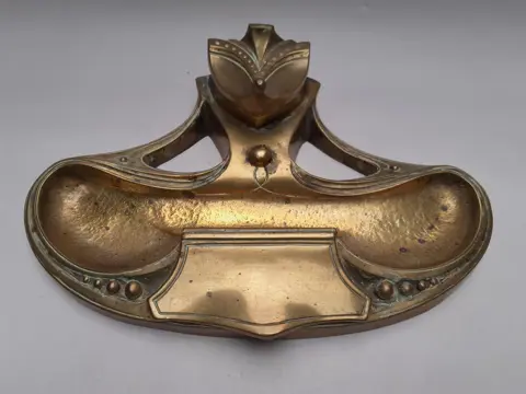 Antique Art Nouveau Brass Inkwell - 1920s