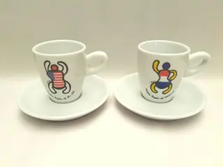 Berry Martens - Happy People Of The World | 2x koffie kop en schotel - Nederland en USA
