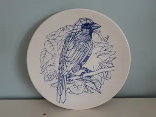Delft blue plate with robot sparrow by Wolhar - Royal Goedewagen - Limited edition
