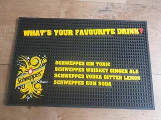 vintage bar runner Schweppes - black rubber - gin whiskey rum vodka