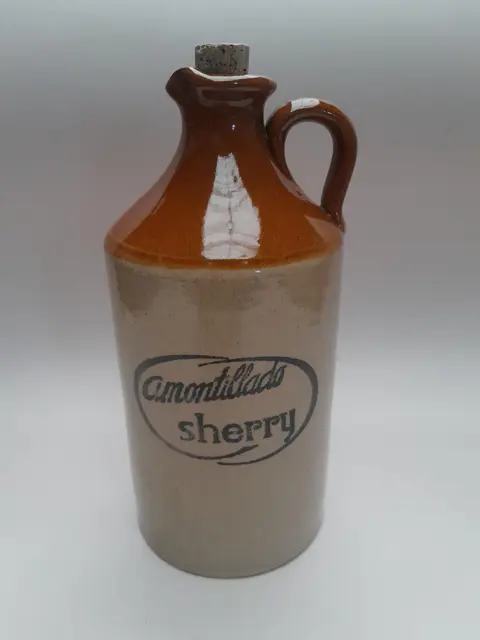 Amontillado sherry jug - vintage ceramic bottle - made in England
