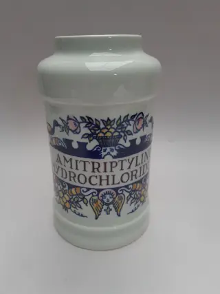 1952 Royal Goedewaagen Delft Apothekerspot "AMITRIPTYLINI HYDROCHLORIDUM" - Unicum 3/1 MSD