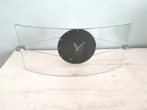 Sessa Stand Clock - Designed by Takashi Kato- glass frame