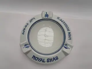 reclame asbak Delfts aardewerk - Van Rossem's half zware Shag
