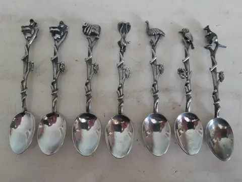 Australia Souvenir Spoons With Animals Silverplate - Set of 7