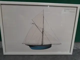 Vintage America's Cup Yacht Genesta 1885 Zeilboot Lithografie Print Ingelijst