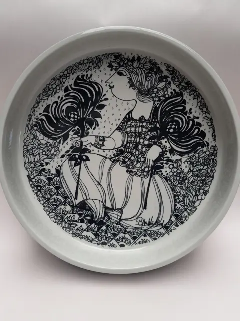 Grote Bjørn Wiinblad vintage jaren 70 schaal van Nymølle, Deens modern fruitdisplay, Scandinavische vrouw, Scandinavische decorstijl