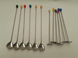 Cocktailroerders drankjes Champagne Roerstaafjes Sticks Set van 12 zilverkleurige Lepels Bar Gereedschap Bar Winkelwagen Accessoires Barman