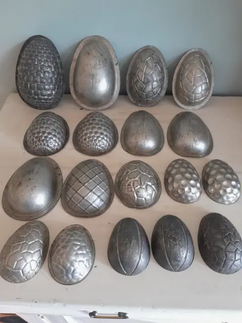 Vintage metal chocolate egg molds - set of 18