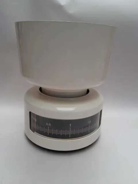 Vintage ronde keukenweegschaal - jaren 80 - wit - weegschaal