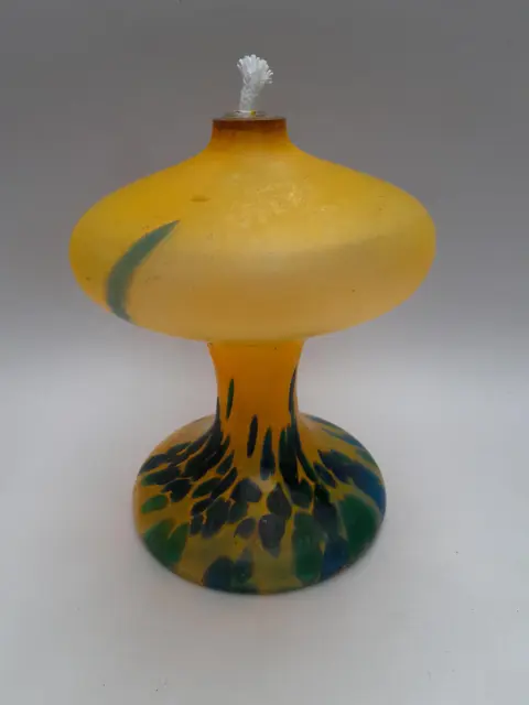 Franse Art nouveau glazen Paddestoel olielamp