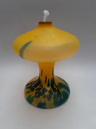 Franse Art nouveau glazen Paddestoel olielamp