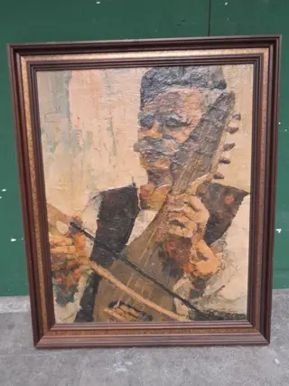 schilderij mandoline speler - paneel - muzikant