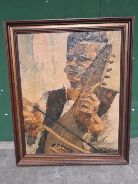 schilderij mandoline speler - paneel - muzikant