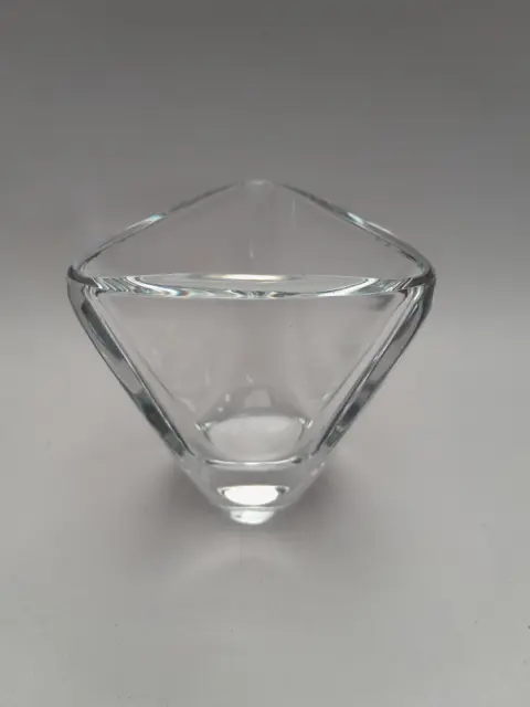 Small Val St Lambert Tricornered Vase Crystal Art Glass