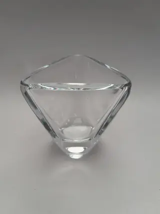 Small Val St Lambert Tricornered Vase Crystal Art Glass