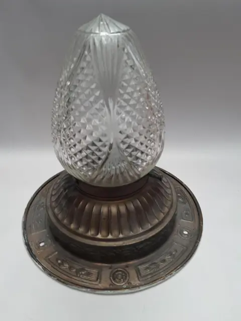 antieke plafondlamp - art deco - glas metaal