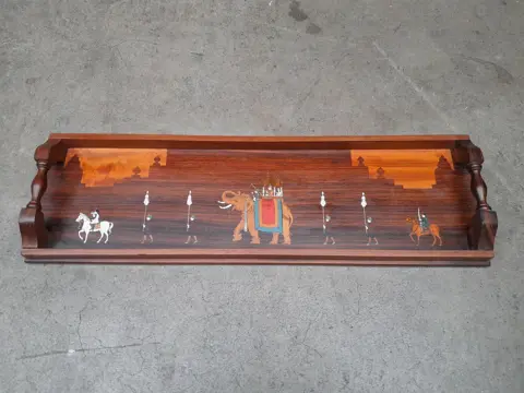 Anglo-Raj-Indian Inlaid Elephant ceremonial - Hardwood tray panel